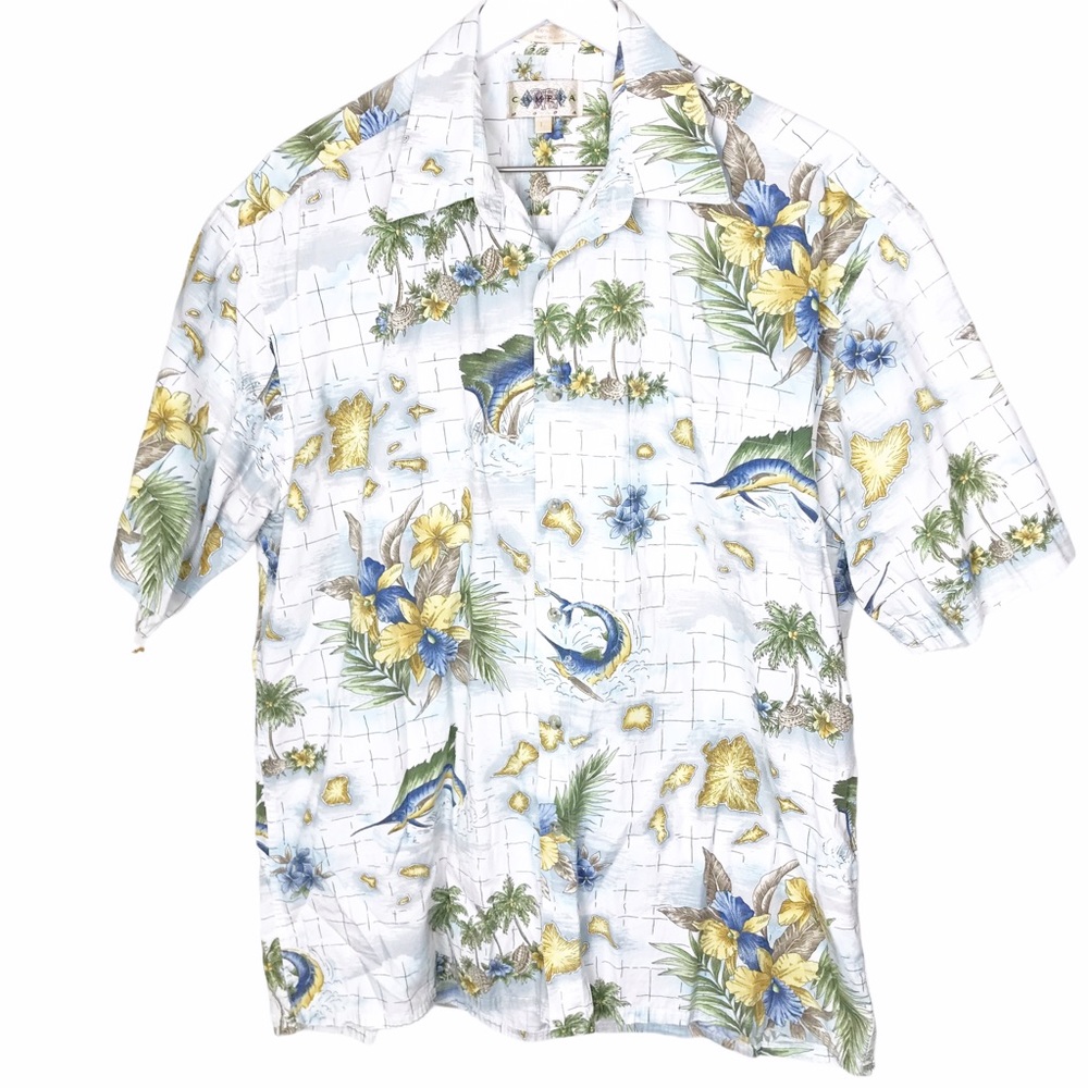 Campia Moda Men's 100% Cotton Hawaiian Button Down - Picture 1 of 6